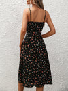 New Polka Dot Print Suspender Dress Summer Sexy Slit Long Dresses