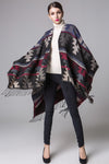 Indian geometric diamonds long thickening cashmere ethnic wind travel split shawl cloak