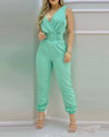 European And American V-Neck Jumpsuit Without Belt