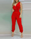 European And American V-Neck Jumpsuit Without Belt