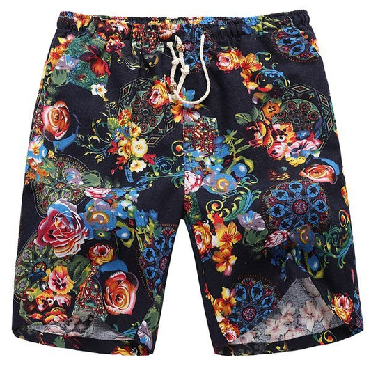 Linen printed five-minute shorts