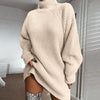 Solid Turtleneck Long Sweater Winter Warm Sweater Dress
