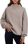 Pullover Sweatshirt Solid Color Loose Tops Round Neck Hoodie