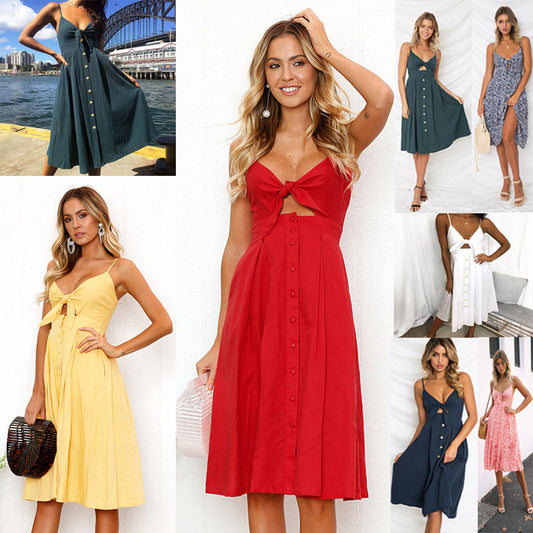 Women Summer Dresses Sleeveless Backless