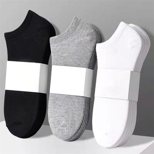 Solid Color Men's Black And White Grey Ship Socks