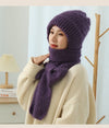 Women's Fleece-lined Scarf And Hat Winter Warm Knitted Hat Scarf