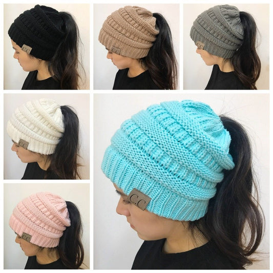 High Bun Ponytail Beanie