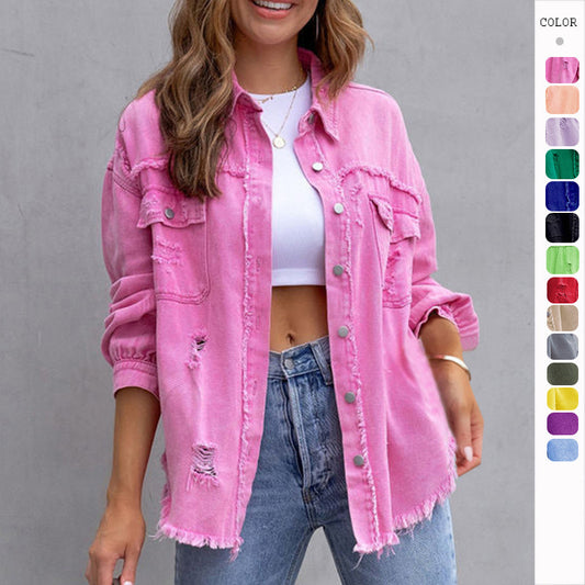 Fashion Ripped Shirt Jacket