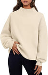 Pullover Sweatshirt Solid Color Loose Tops Round Neck Hoodie