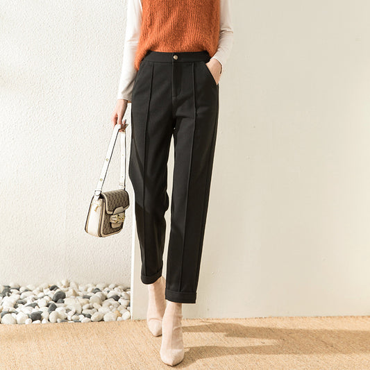 Women's High Waist Autumn And Winter Straight Loose Casual Pants
