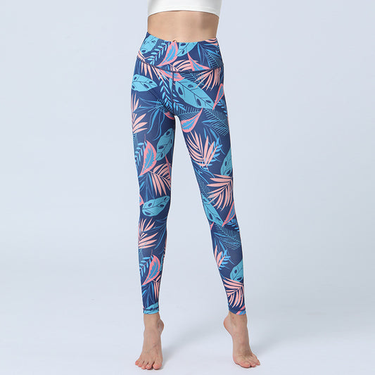 Fashion Leaves Printed Yoga Pants